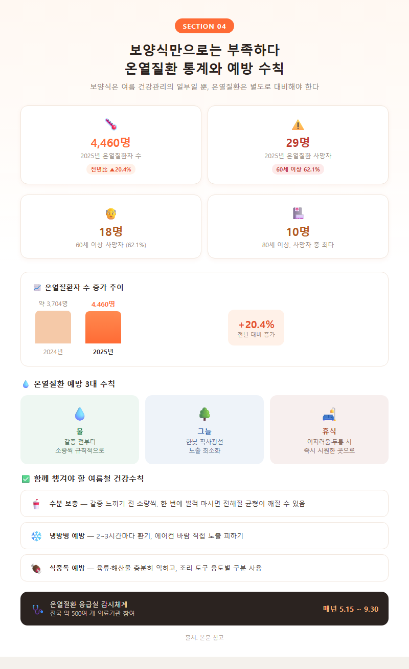 4. 보양식만으로는 부족하다 — 온열질환 통계와 예방 수칙