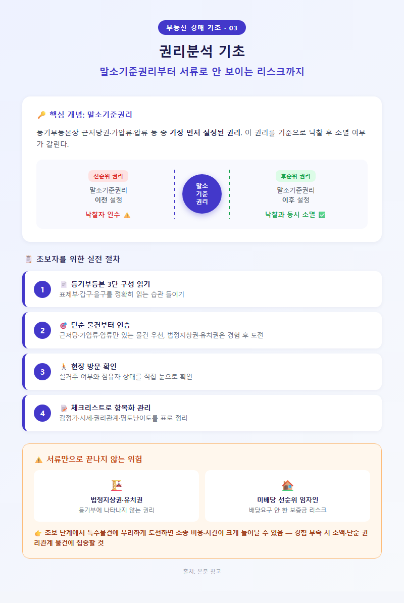 3. 권리분석 기초 — 말소기준권리부터 서류로 안 보이는 리스크까지