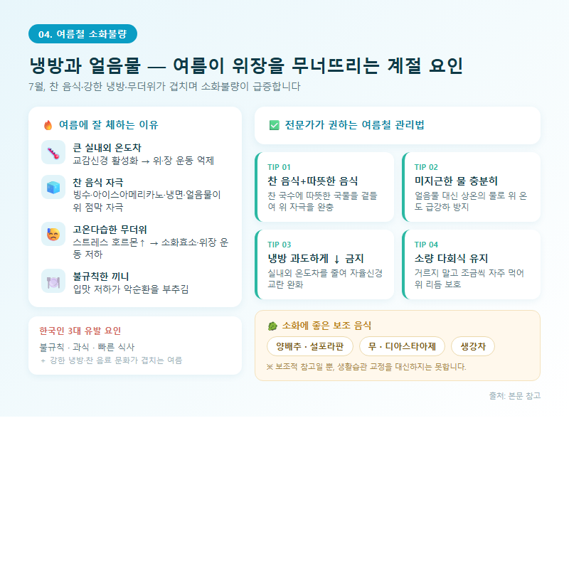 4. 여름철 소화불량 — 냉방과 얼음물이라는 계절 요인