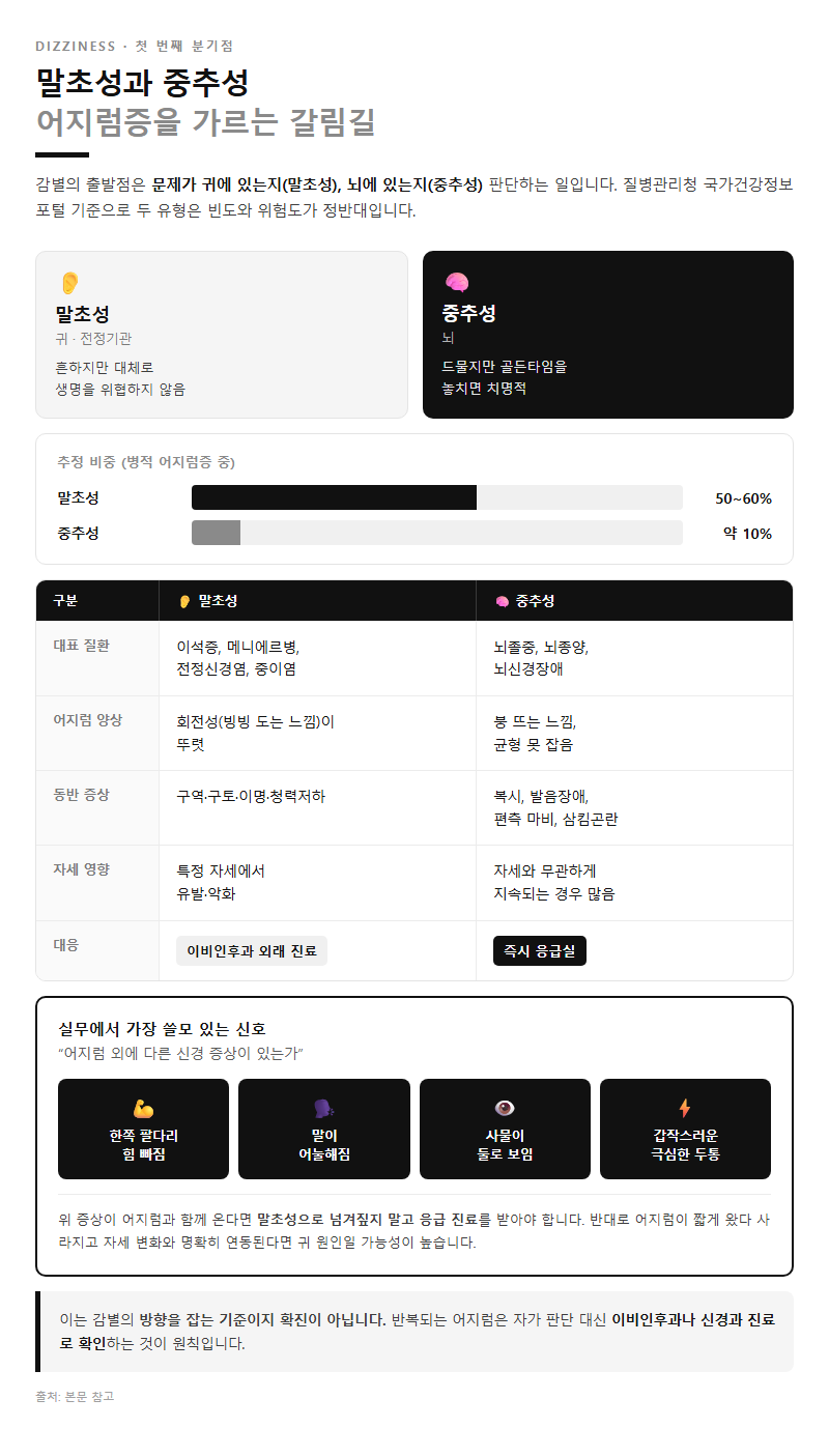 1. 어지럼증 원인은 말초성·중추성·전신성 세 갈래
