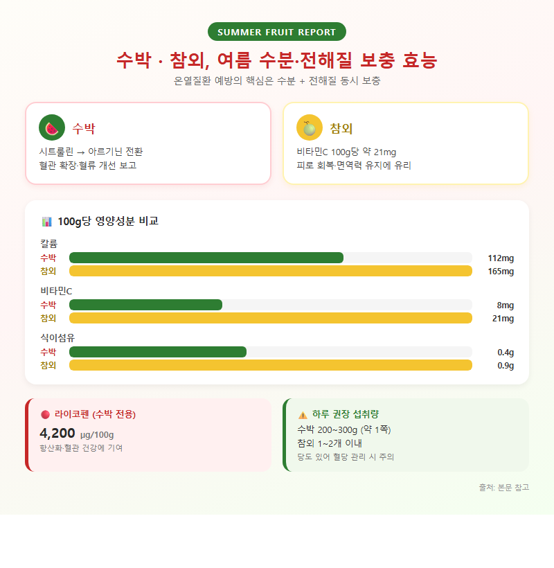 2. 수박·참외 — 수분·전해질 보충 효능