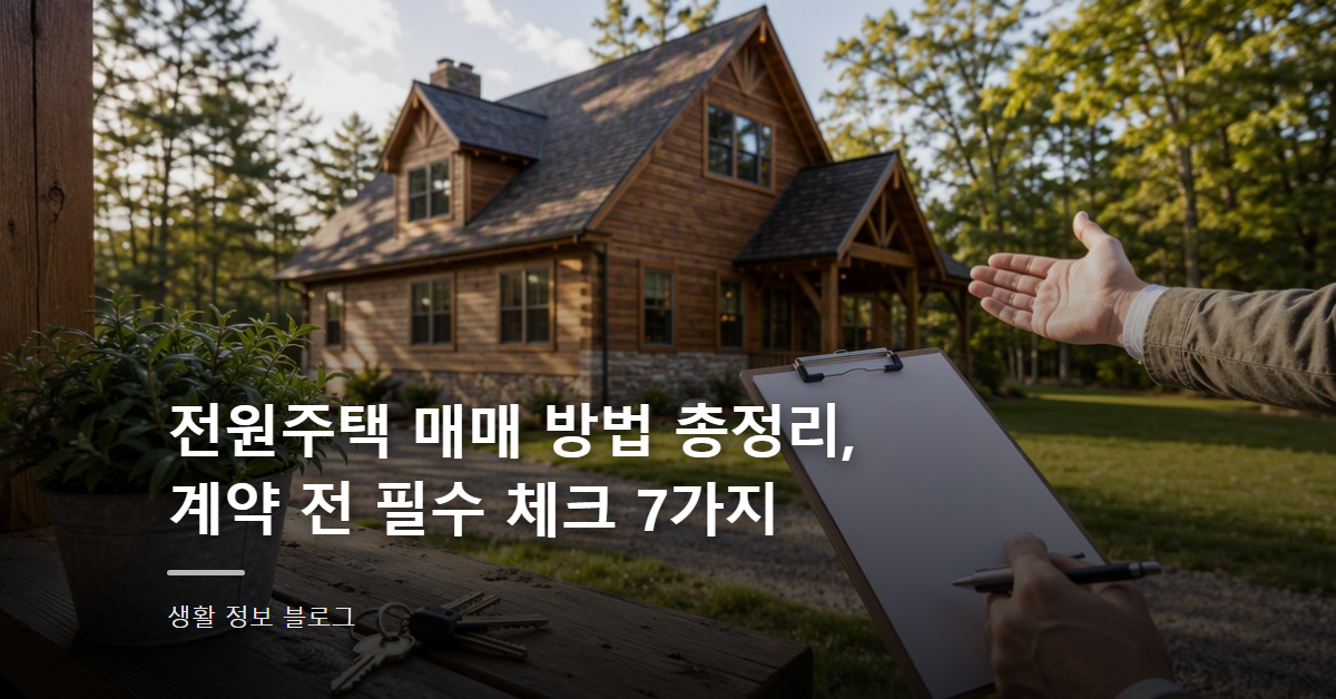 전원주택 매매 방법 총정리, 계약 전 필수 체크 7가지