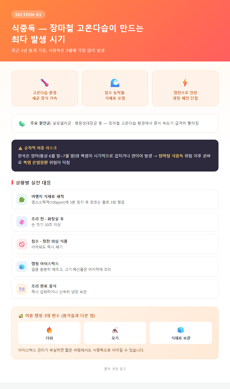 3. 식중독 — 장마철 고온다습이 만드는 최다 발생 시기