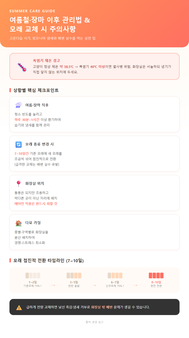 4. 여름철·장마 이후 관리법과 모래 교체 시 주의사항