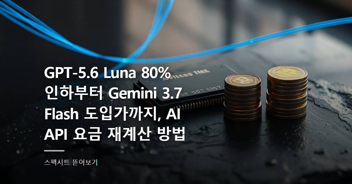 GPT-5.6 Luna 80% 인하 vs Gemini 3.7 Flash 도입가 — 2026년 8월 AI API 단가 재계산 실무 가이드