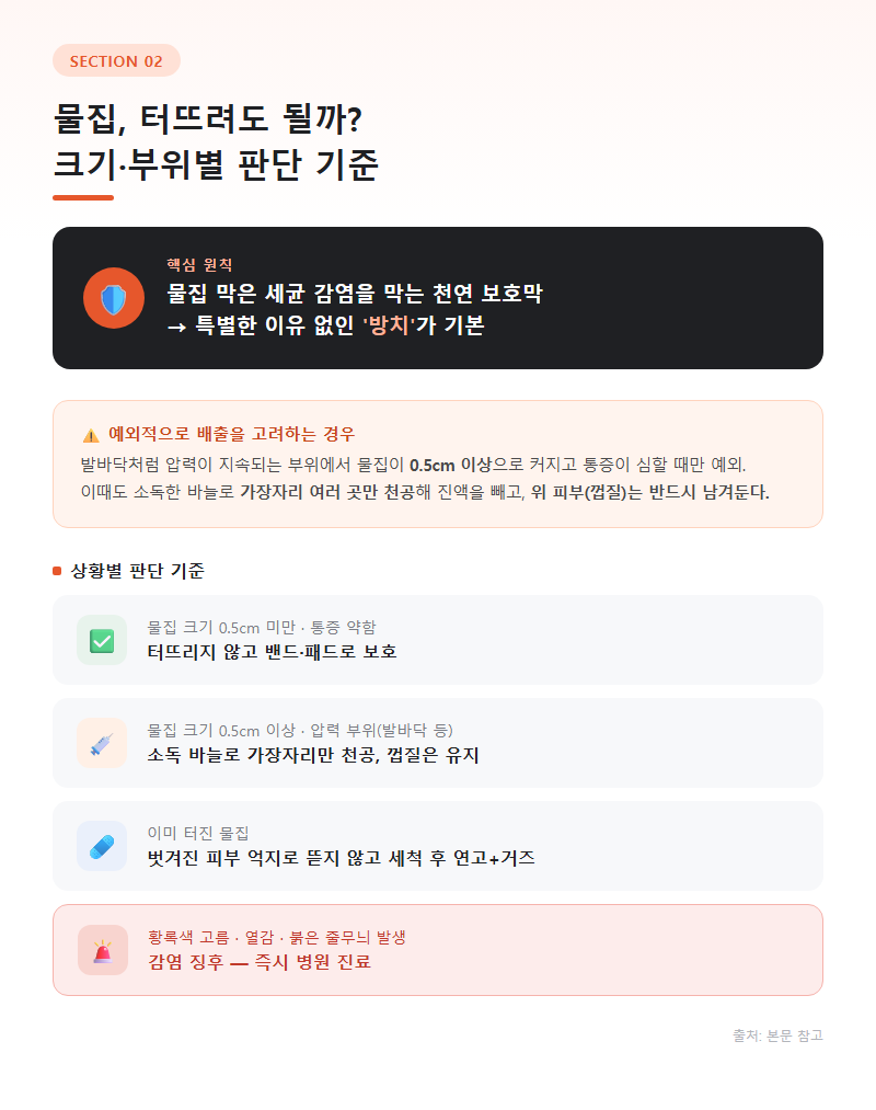 2. 물집, 터뜨려도 될까? 크기·부위별 판단 기준