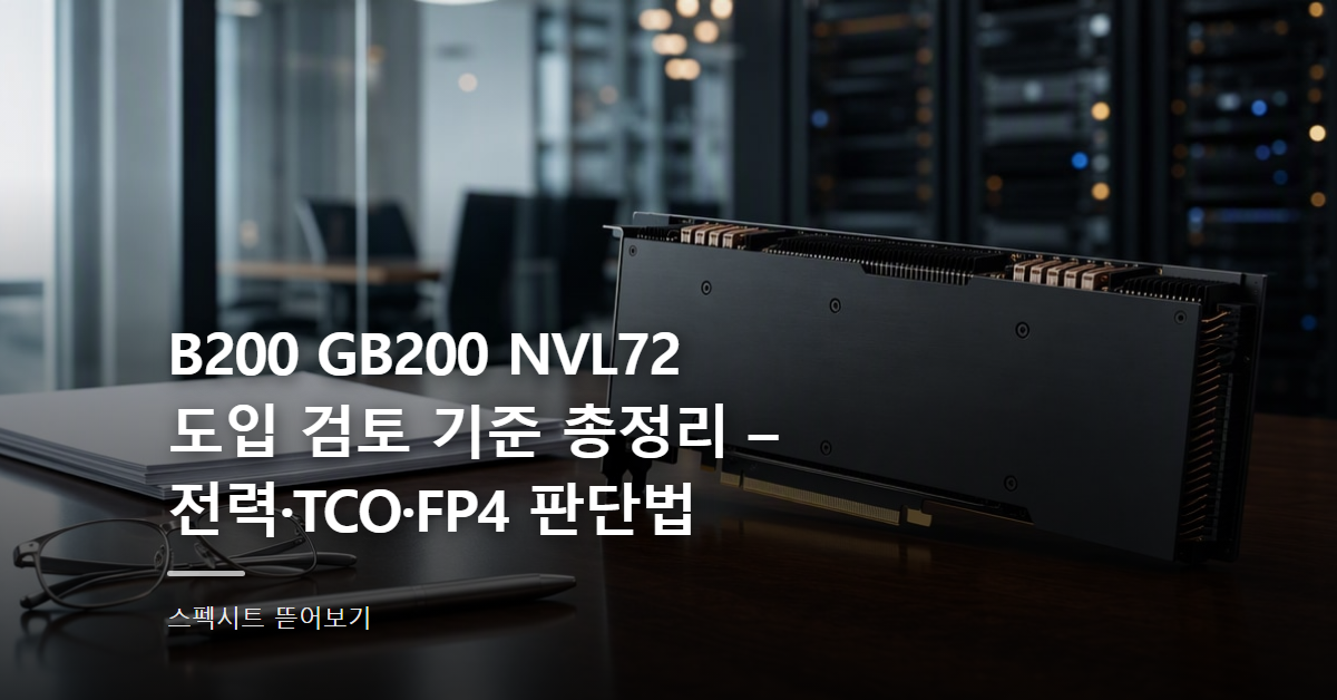 B200 GB200 NVL72 도입 검토 기준 총정리 – 전력·TCO·FP4 판단법