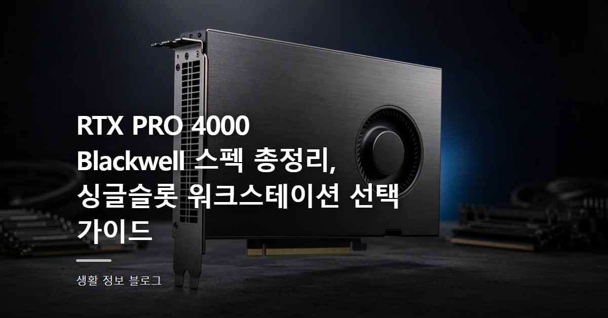 RTX PRO 4000 Blackwell 스펙 총정리, 싱글슬롯 워크스테이션 선택 가이드