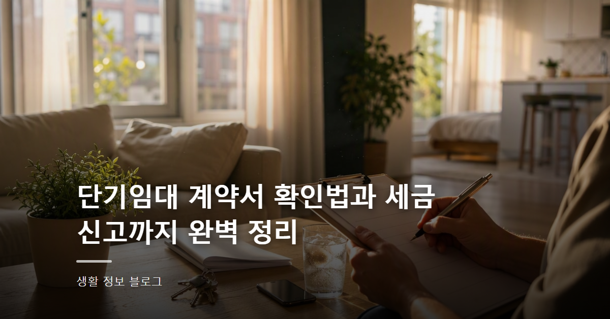 단기임대 계약서 확인법과 세금 신고까지 완벽 정리