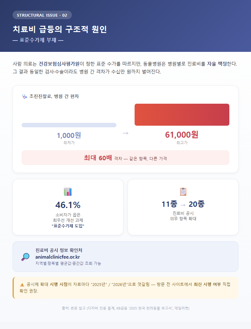 2. 치료비 급등의 구조적 원인 — 표준수가제 부재
