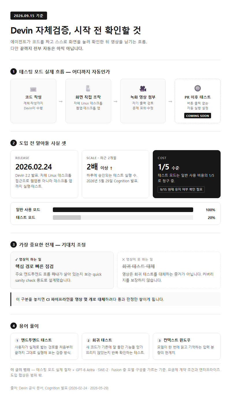 Devin자체검증 시작 전 확인할 것