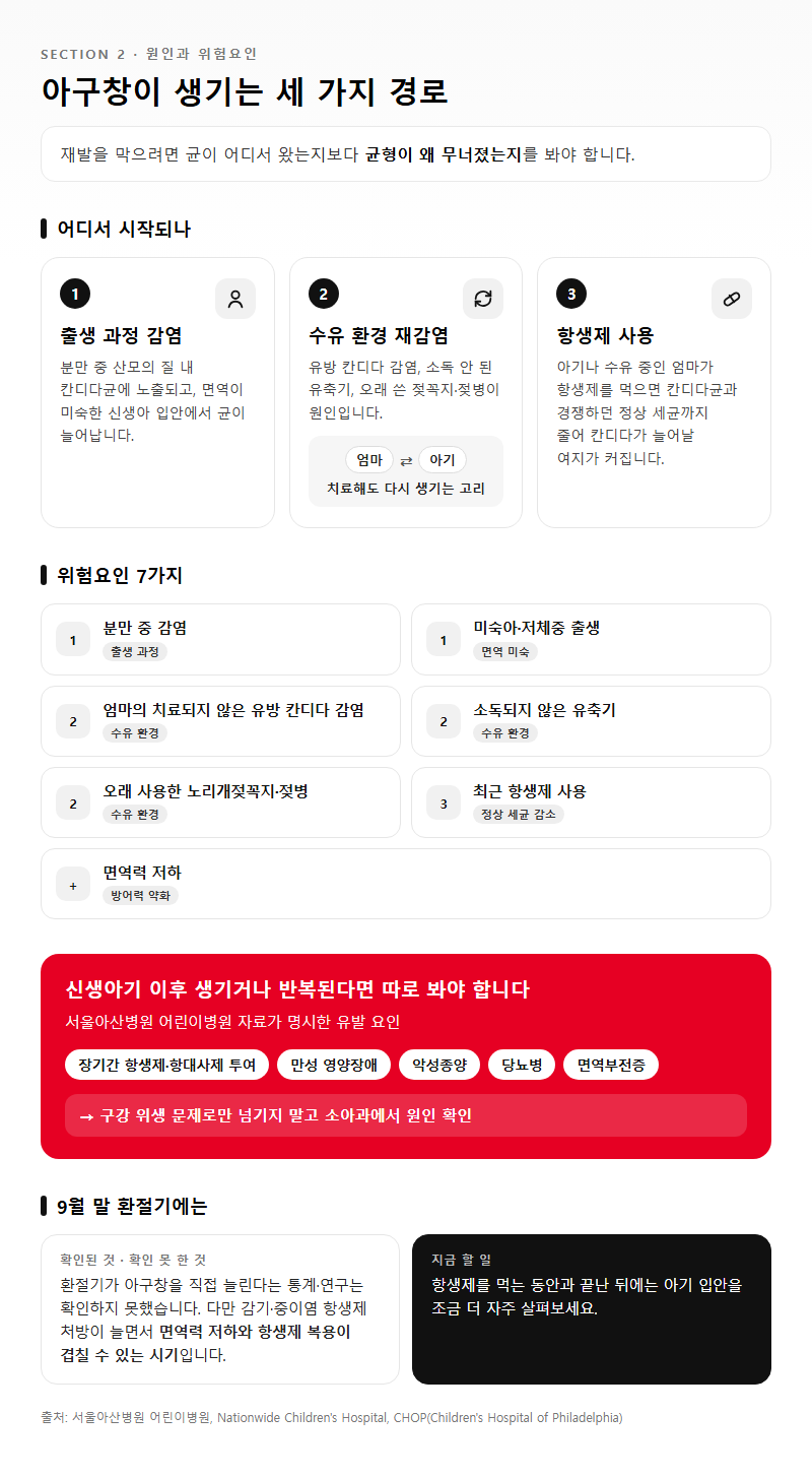 2. 아구창이 생기는 세 가지 경로와 위험요인