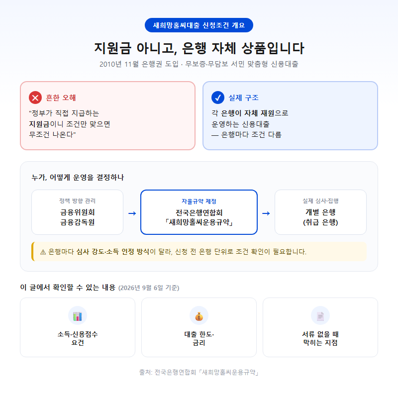 새희망홀씨대출 신청조건 개요