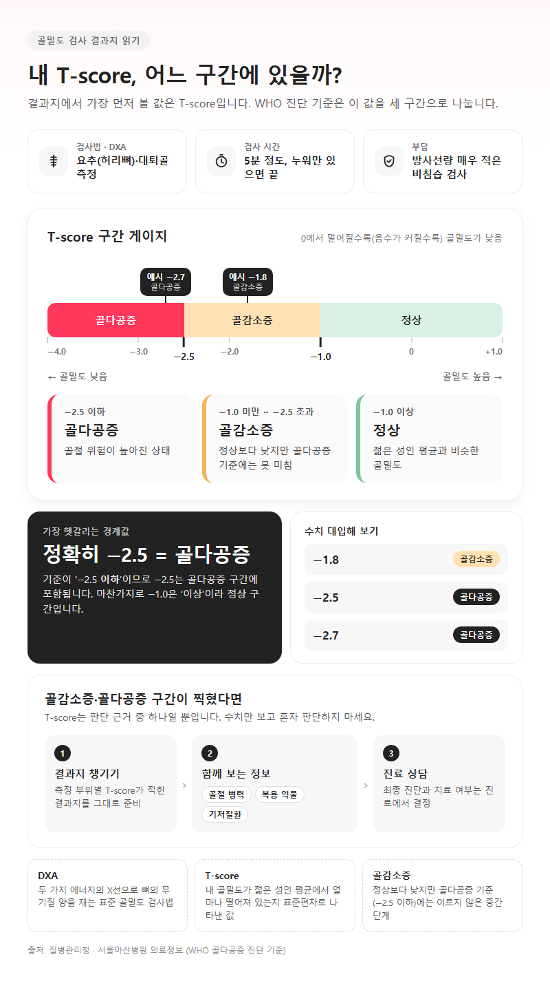 1. 골밀도 검사 결과지 T-score 읽는 법
