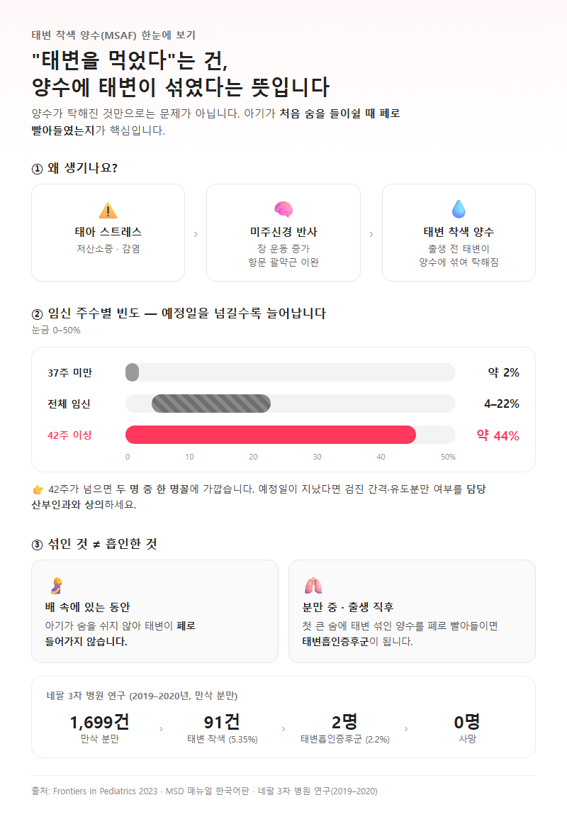 Q2. 신생아가 태변을 먹었다는 건 무슨 뜻이고, 얼마나 흔한가요?