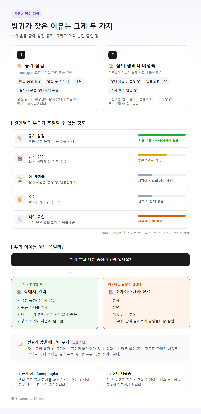 1. 신생아 방귀 자주 뀌는 이유: 삼킨 공기와 미성숙한 장