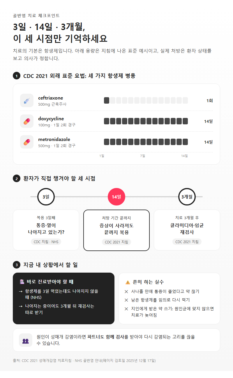 3. 골반염 치료, 3일·14일·3개월 세 시점을 기억하기